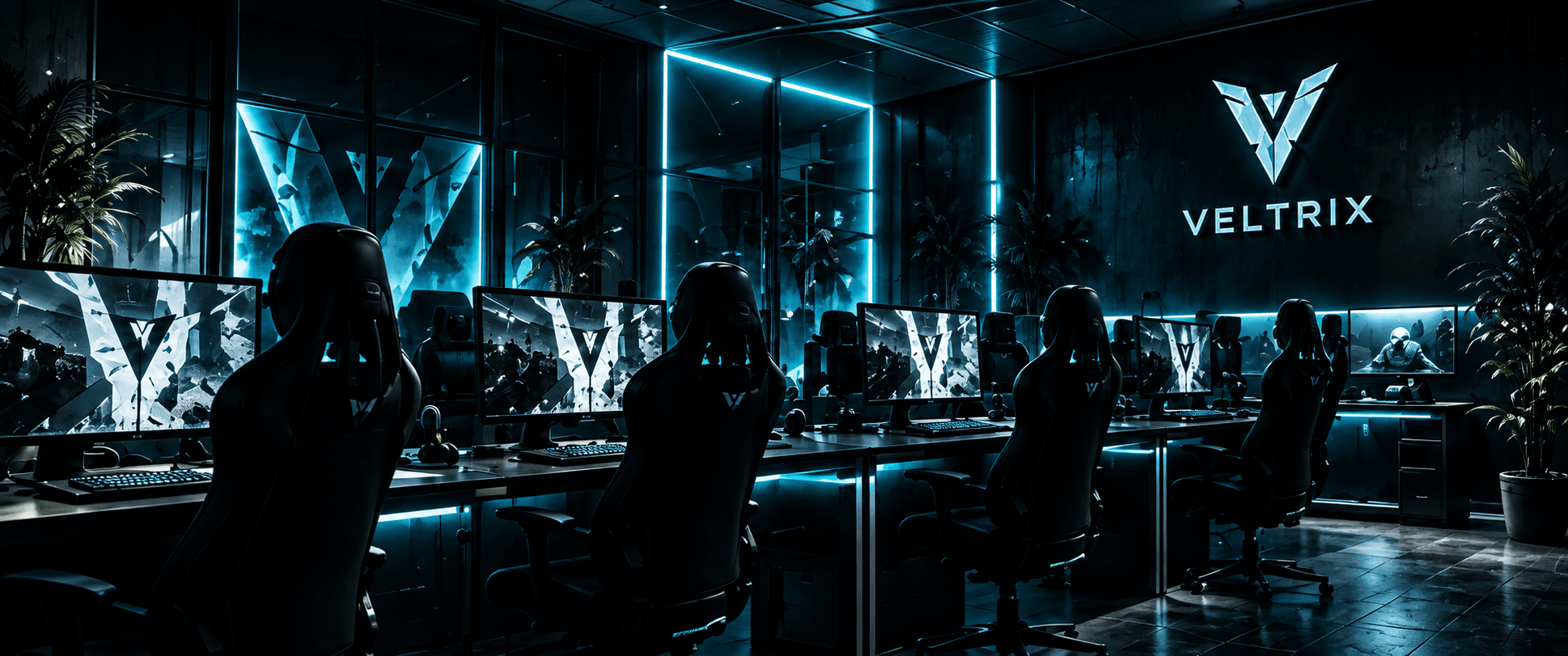 The VELTRIX practice room in neon light